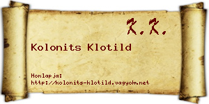 Kolonits Klotild névjegykártya